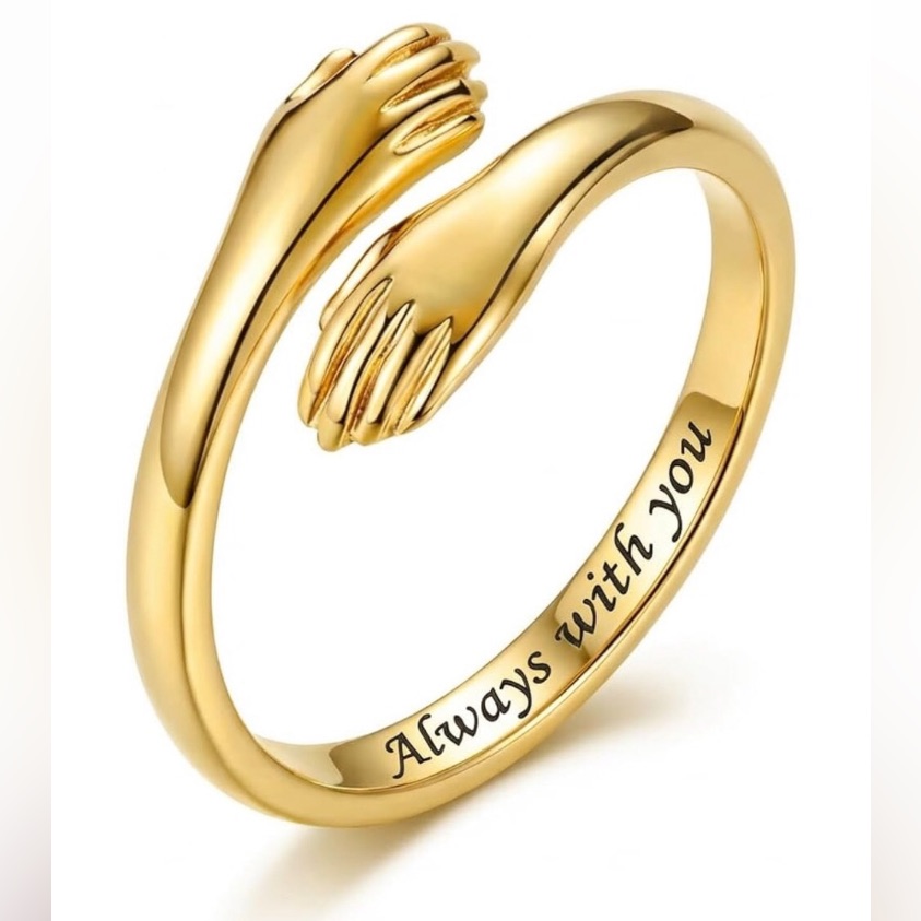 Gold 'Always With You' Hug Ring - Women's Adjustable Band